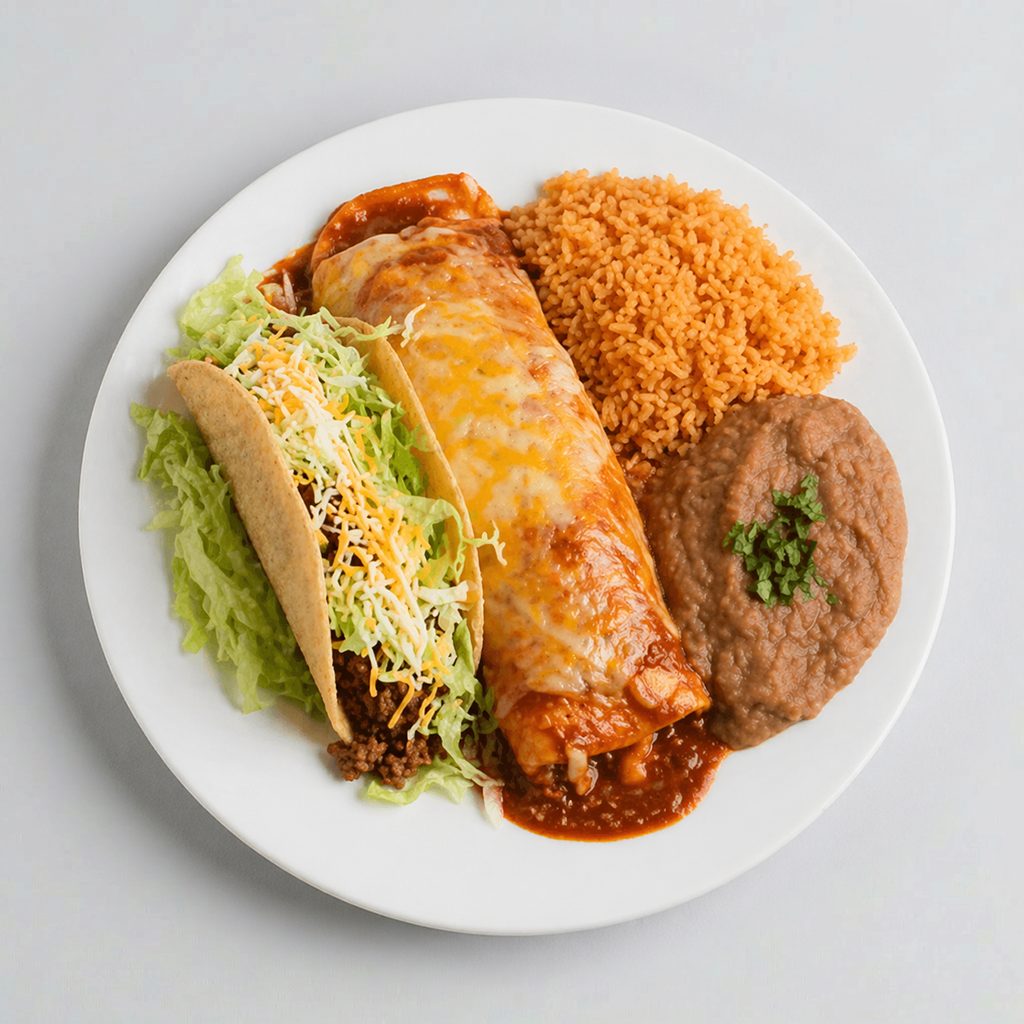 Beef Taco & Chicken Enchilada.